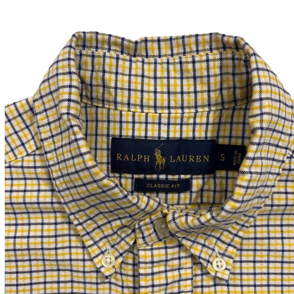 Ralph Lauren Plaid Button Down Shirt Classic Fit Long Sleeve Yellow Men's Size M - Picture 4 of 8